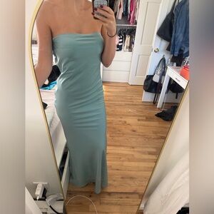 Elegant Strapless Green Dress